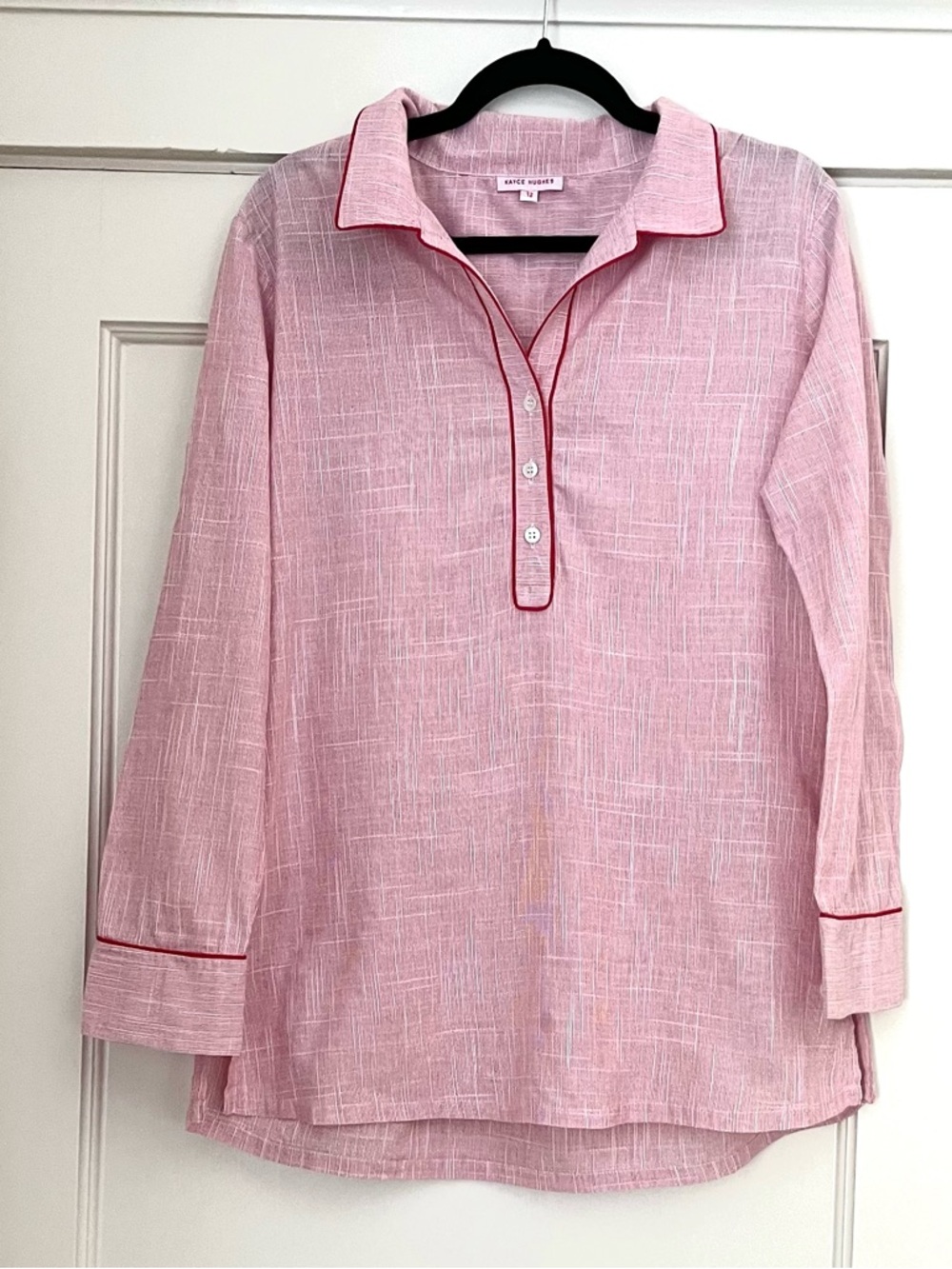 Kayce Hughes LightPink/Red Cotton Tunic, Size 12